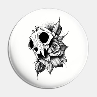 Skull And Rose (black version) Pin