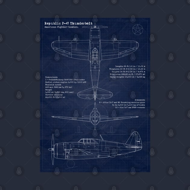 P47 Thunderbolt Blueprint by Aircraft.Lover