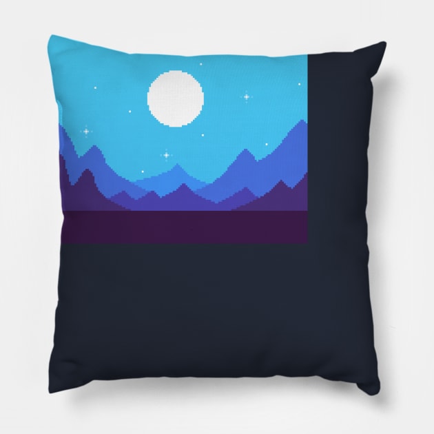 Blue Night In The Rocky Valley Pillow by Zeatt_