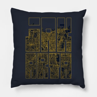 Jakarta, Indonesia City Map Typography - Gold Art Deco Pillow