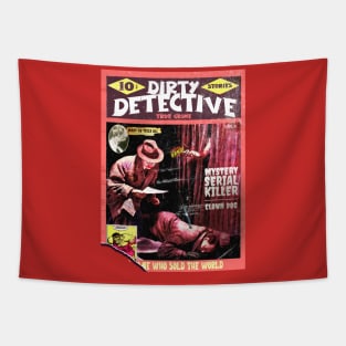 Dirty Detective Mystery Serial Killer & Clown Dog Vol.6 | True Crime | Vintage Crime Stories Book Cover Reimagined Tapestry