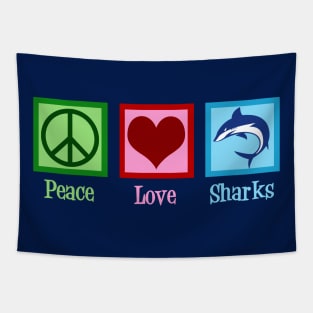 Peace Love Sharks Tapestry