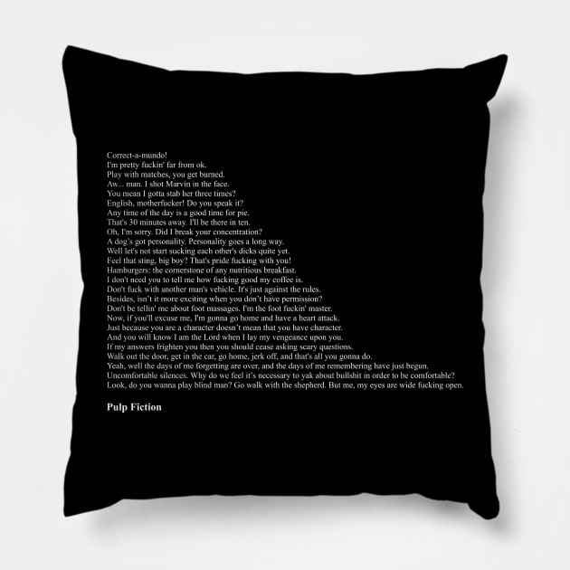 Pulp Fiction Quotes Pillow by qqqueiru