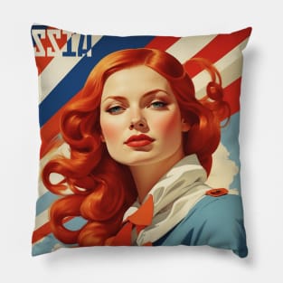 Russia Russian Woman Moscow Vintage Tourism Poster Pillow