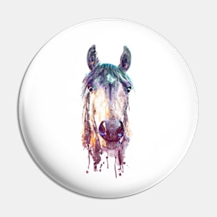 Horse Face Watercolor Front Portrait Pin