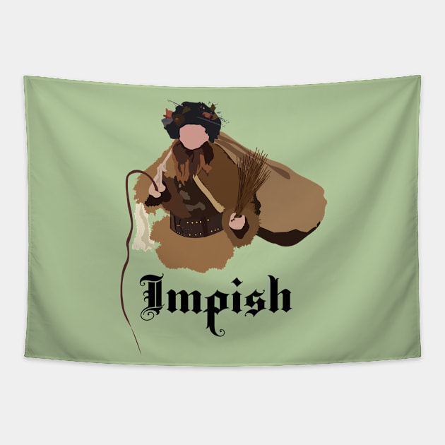 Dwight Schrute Impish Belsnickel Art – The Office (black text) Tapestry by Design Garden
