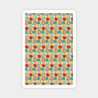 Retro Hexagons - Red Yellow Blue Magnet