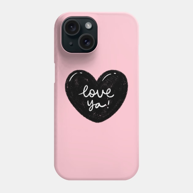 Simple black luv ya! Phone Case by HALOULAN