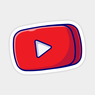 Red Play Button in Rounded Rectangle Music Cartoon Vector Icon Illustration (2) Magnet