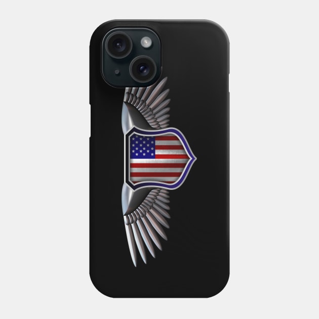 American Flag Shield with chromed wings Phone Case by DrewskiDesignz