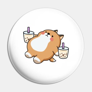 Lazy Shiba Loves Boba! Pin