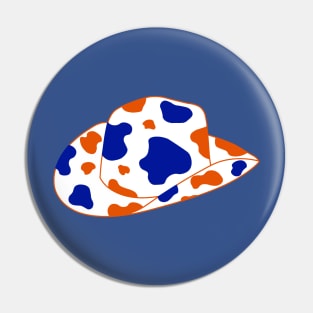 White Orange and Blue cowboy hat Pin