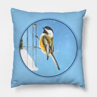 Chickadee on Feeder Pillow