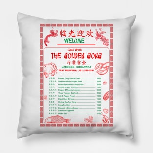 The Golden Gong Chinese Takeaway Menu Pillow