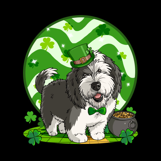 Sheepadoodle Leprechaun St Patricks Day Irish Dog by Noseking