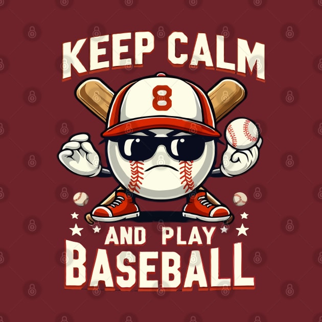 funny baseball ball keep calm and play baseball by WOLVES STORE