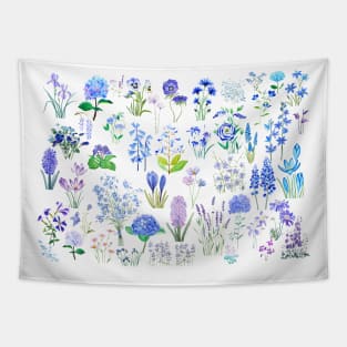 blue and purple flowers collection 2020 Tapestry