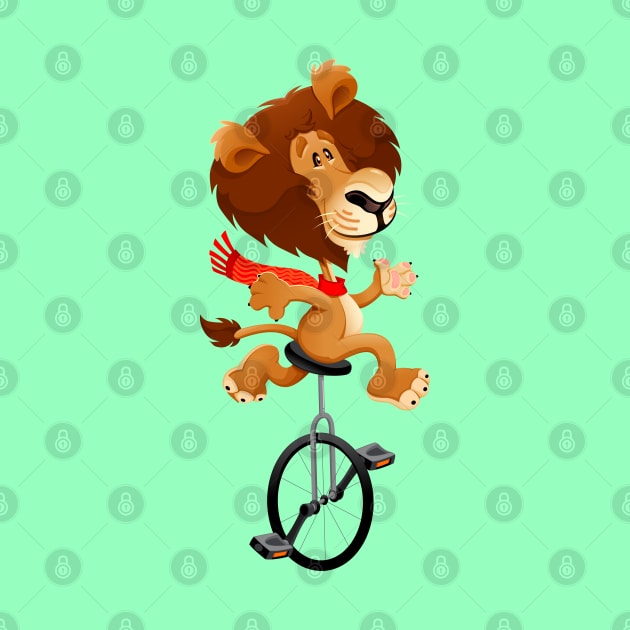 Funny lion on an unicycle by ddraw