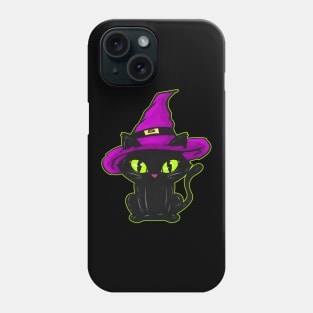 Cute Black Cat With Witch Hat For Halloween Phone Case