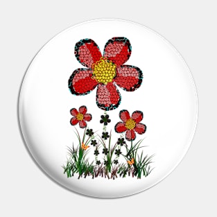 Red Flowers Design Pin