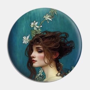 The Naiad - Vintage, Mucha, Gilded Age Pin