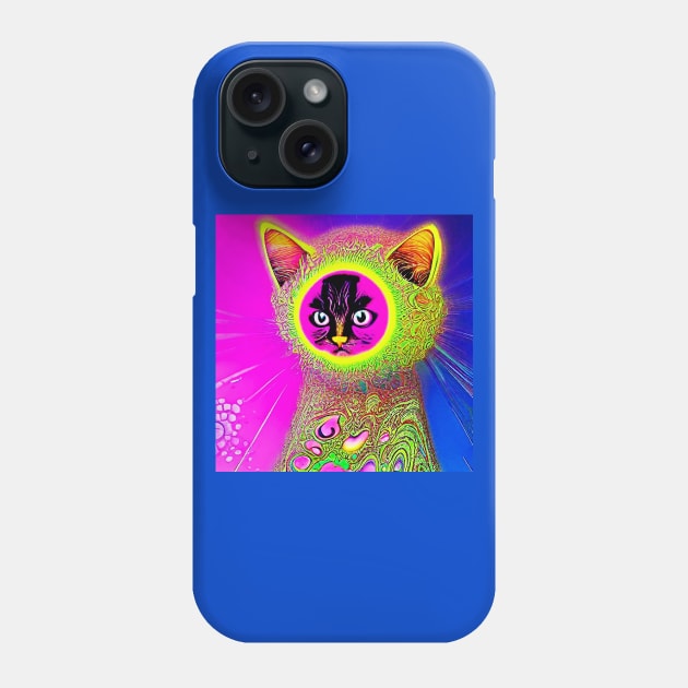 Psychedelic Cat- Mochi Phone Case by Black Cat Alley