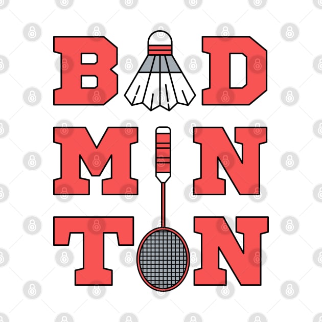 Badminton Typography - Shuttlecock and Racket by Millusti