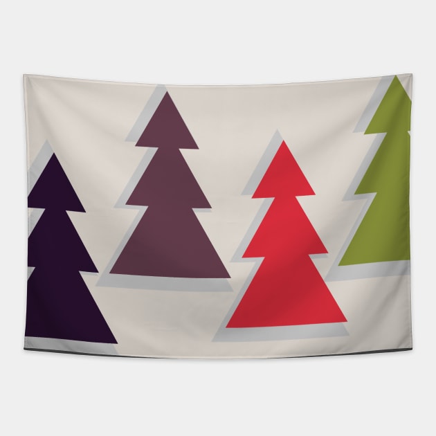 Fir trees in different colors Tapestry by aleksandrakrylova