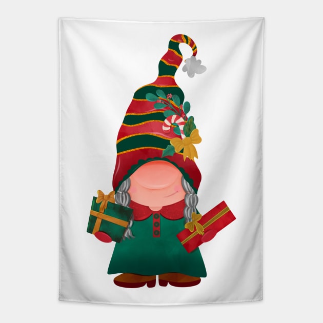 Cute Christmas gnome Tapestry by PrintAmor