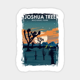 Joshua Tree National Park at Night Vintage Minimal Travel Poster Magnet