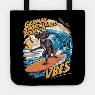 German Shorthaired Pointer Catching Big Wave Tote