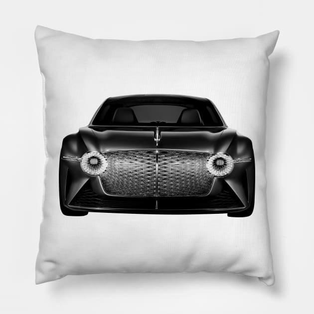 Bentley EXP 100 GT (2019)  Cars Form Black Design Pillow by WildenRoseDesign1