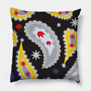 pattern with leaves and flowers paisley style Pillow