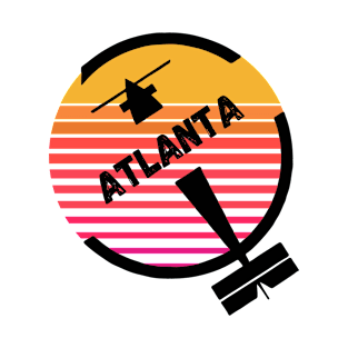 ATL Atlanta Airport, Georgia, USA - Retro Vintage Sunset Plane Flight Travel Design T-Shirt