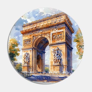 Arc de Triomphe Watercolor Travel Landmarks France Pin