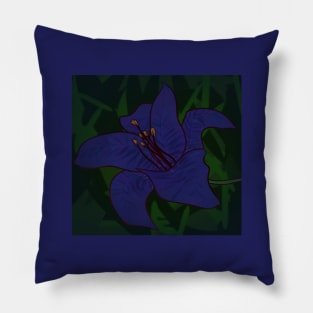 Deep Blue Lily Pillow