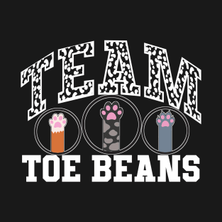 Team Toe Beans Cat Person Football Paws T-Shirt