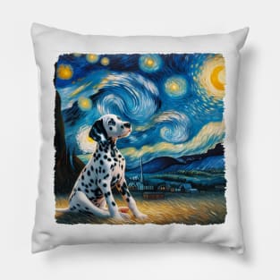 Starry Dalmatian Dog Portrait - Pet Portrait Pillow