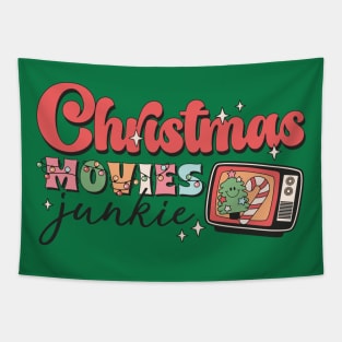 Christmas Movie Junkie, Retro Christmas, Popular Christmas Tapestry