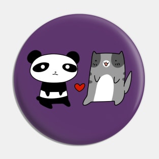 Panda and Blue Cat Love Pin