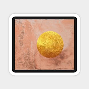 Beige concrete texture with golden moon Magnet