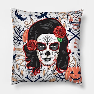 Bootiful Cool skull tattoo woman pattern gift design Pillow