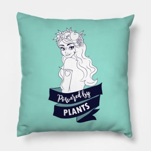 Powered by plants - vegan vegetable fruit healthy vegetarian Pillow