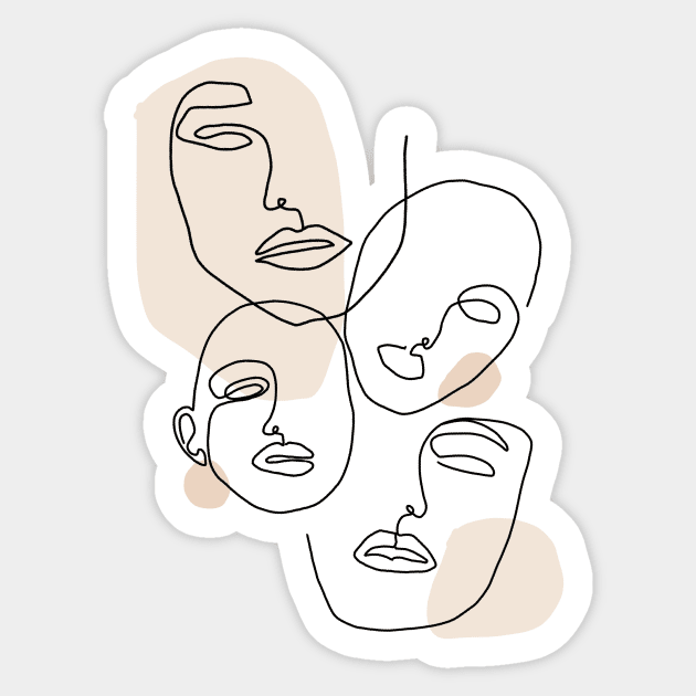 Line Drawing of women faces boho