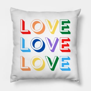 LOVE LOVE LOVE Rainbow Text Pillow