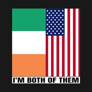 Half Irish Half American Heritage USA Roots & Ireland DNA Family Flag Design T-Shirt