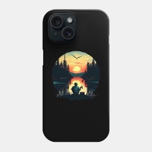 Fishing Retro Art Sunset Phone Case