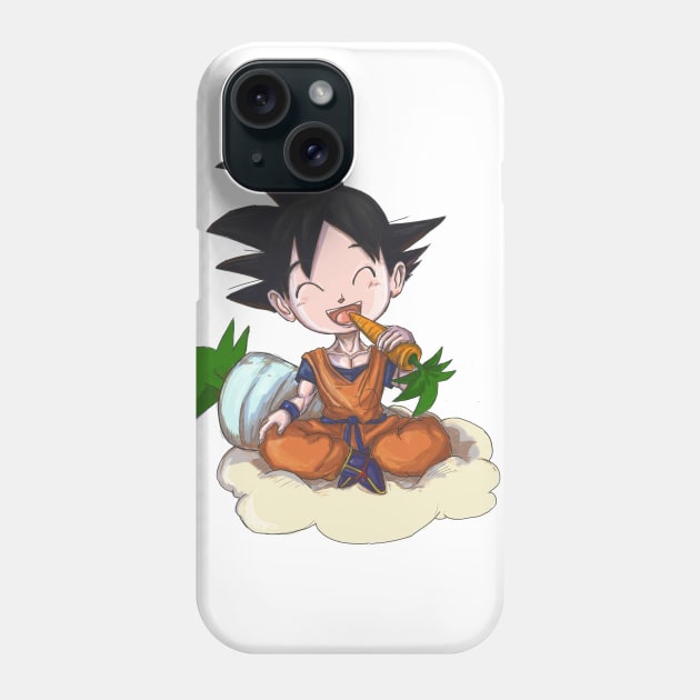 Goku Eating a Carrot Phone Case by Kornichon