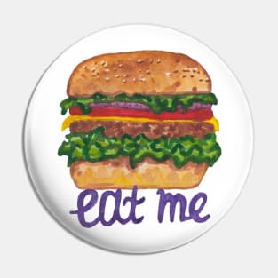 Watercolor delicious hamburger Pin