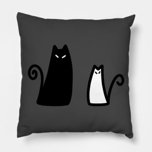 Stylized Black and White Cat Pillow